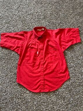 Vintage Gitano Bright Red Short-Sleeve Button-Down Shirt (M)